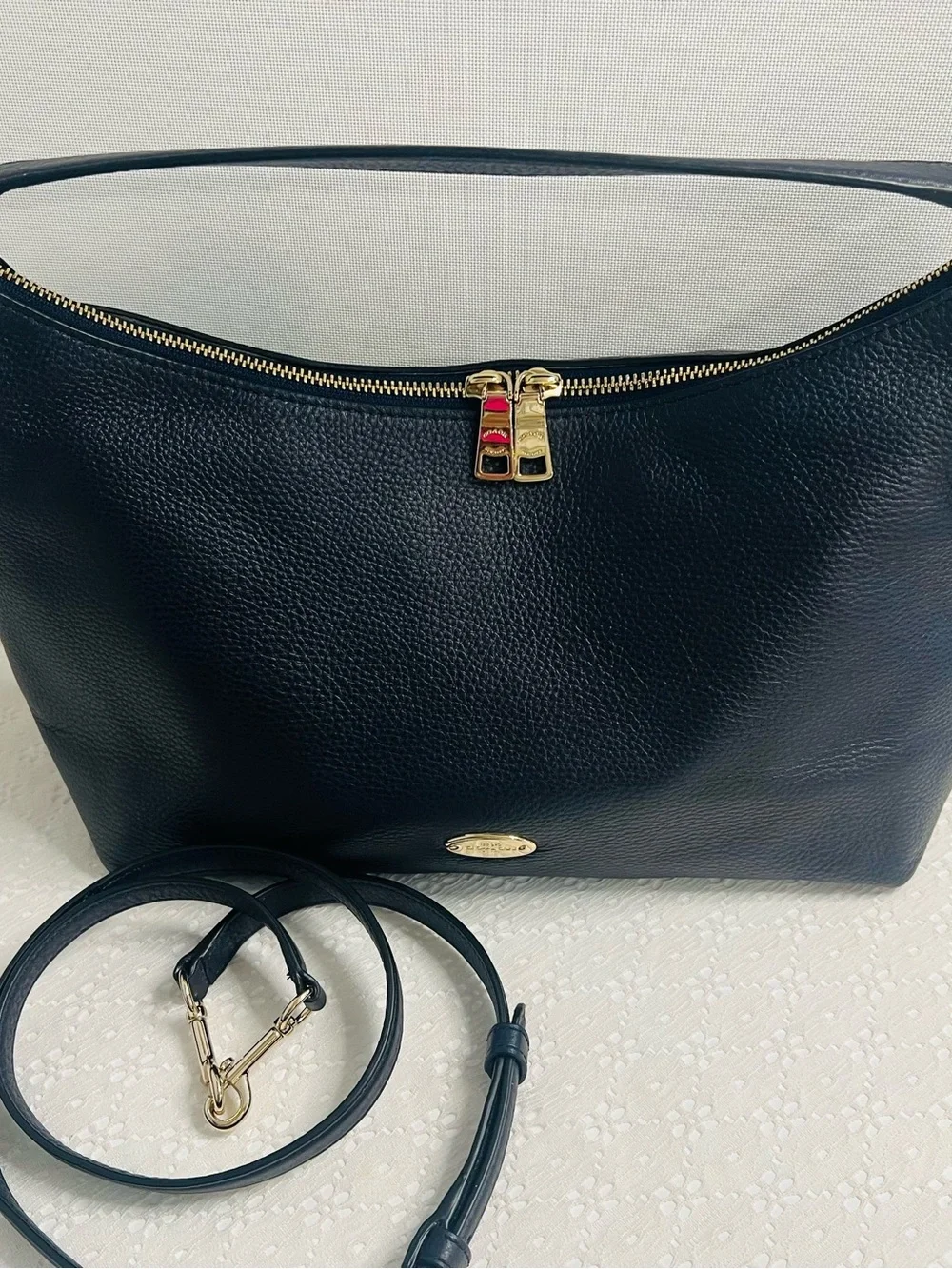 Coach F36628 East West Celeste NAVY BLUE Leather Convertible Crossbody Hobo Bag - Picture 3 of 15
